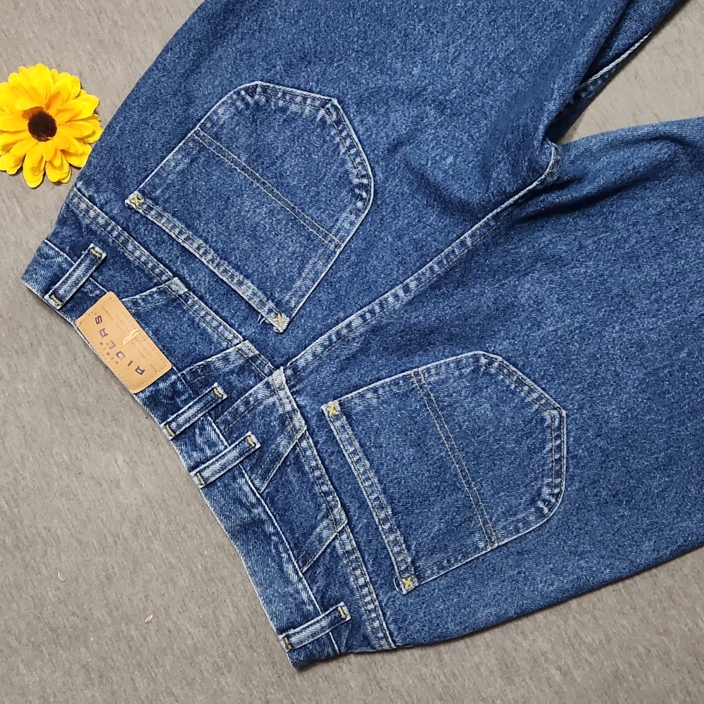 Vintage Lee Riders High Rise Raw Hem Baggy Tapered Leg Blue Denim "Mom" Jeans